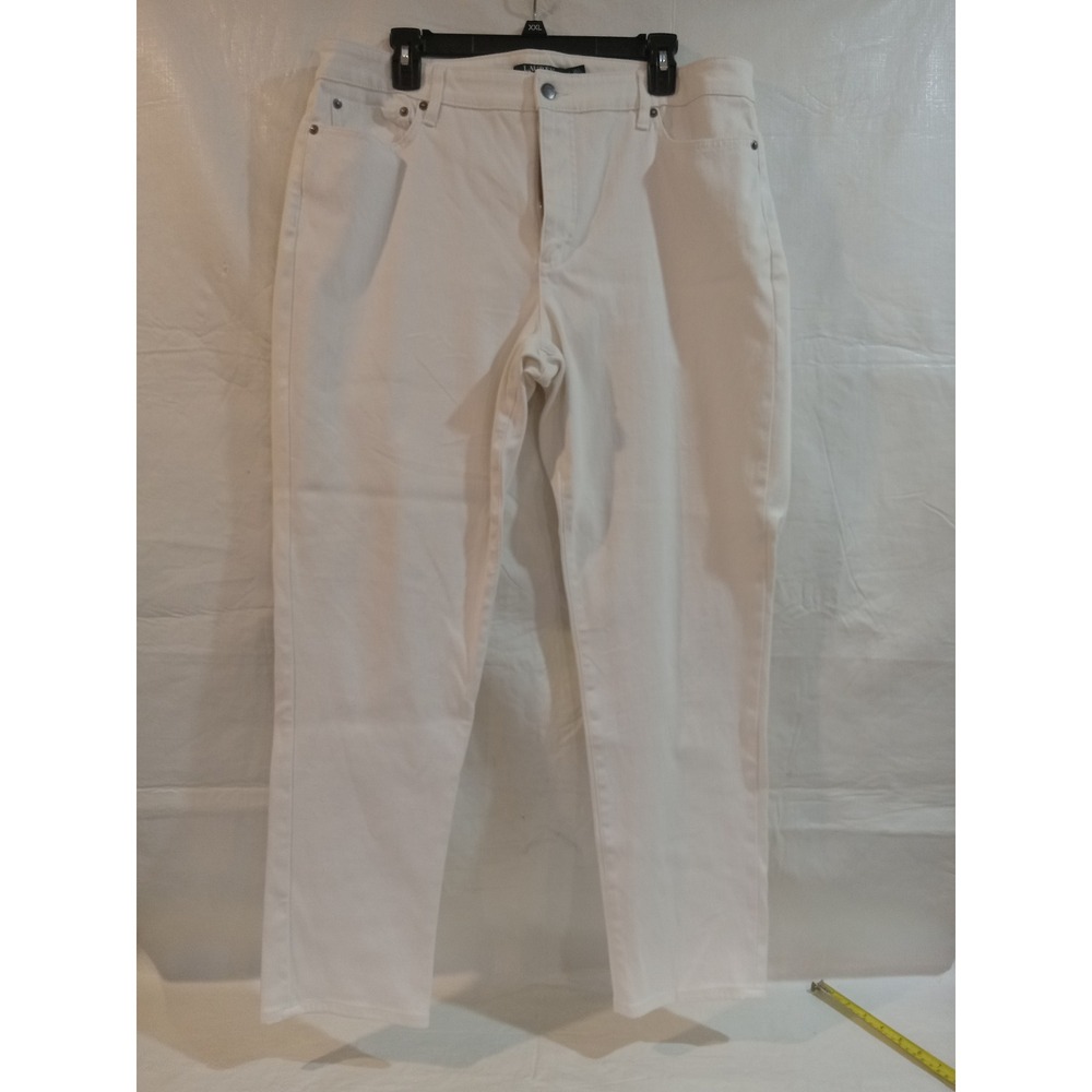 Lauren Ralph Lauren Womens White Straight Leg Denim Jeans Size 16 Mid Rise